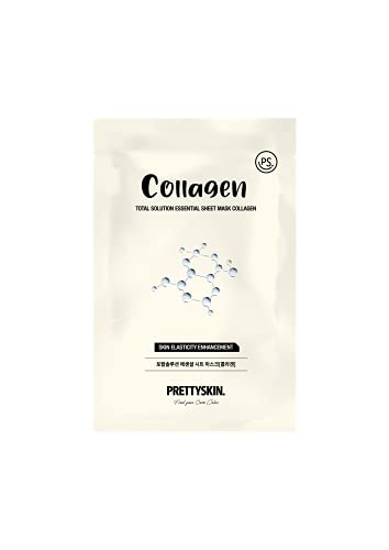 Pretty Skin Total Solution Essential Sheet Peel Off Face Mask - Collagen - Moisturising for Healthier Skin Improved Elasticity - 23g