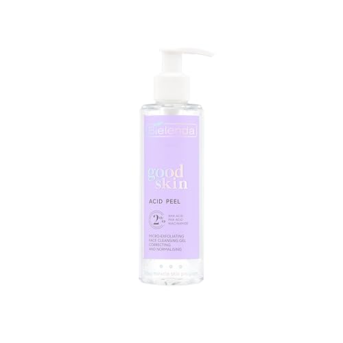 Bielenda Good Skin Acid Peel Korrigierendes und normalisierendes Mikro Peeling Gesichtswaschgel AHA + PHA Säuren, Niacinamid, 195 g