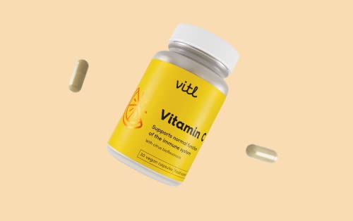 VITL Vitl Vitamin C 500mg Supplement - 30 Vegan Easy to Swallow Capsules - Support Normal Functioning of The Immune System - 1 Month Supply