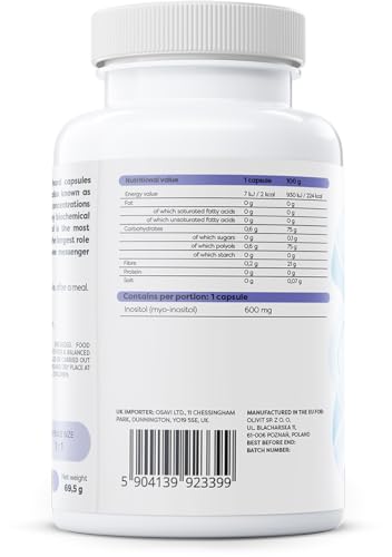 Osavi Inositol 600 mg – 100 Vegan Capsules | Supports Biochemical Processes in The Body, Involved in Hormone Regulation | Myo–Inositol for Brain Health and Wellbeing