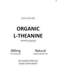 Organic L-Theanine 400mg from Green Tea Extract - 60 V Capsules (2 Months Supply) - High Strength Theanine Amino Acid Supplement - by Alpha01