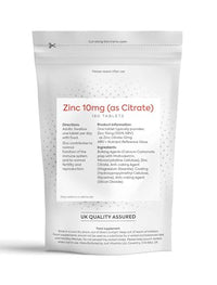 Just Vitamins Zinc (Citrate) 10mg x180 Tablets (6 Month Supply) UK Made