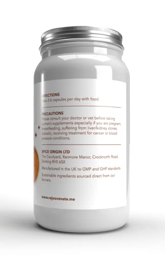 Rejoovenate Turmeric & Black Pepper 60 Capsules with Added Coconut Oil - New Recipe for Maximum Bioavailability | Certified High Curcumin Content | 60 x 700mg