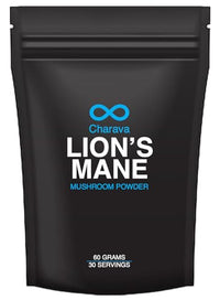 Charava Lion's Mane Mushroom Powder - 100% Organic - 2,000mg per Serving - Vegan & Non GMO - High Strength - 60g - 30 Day Serving - Cognitive Function Support & Memory Booster - Adaptogens for Energy