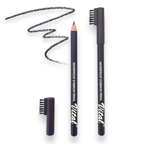 VITAL HORIZON Natural Definer Eyebrow Pencil With Brush -2 in 1 Precise Brow, Waterproof, Long Lasting & Easy Applicato (Dark Brown Shade)