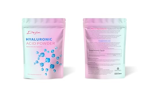 DEJIN Hyaluronic Acid Powder, Pure Hyaluronic Acid Powder for Face, Low Molecular Weight, Water Soluble Hydrating Ingredient for Skin Moisture, DIY Facial Serum, 100g