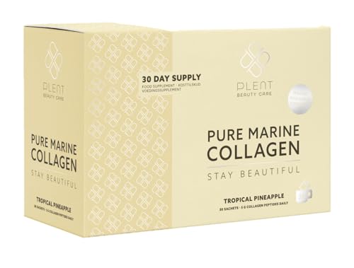 Plent PLENT Pure Marine Collagen Tropical Pineapple Hair, Skin, Nail Support Supplement Marine Collagen peptides - 30 Days Supply Box 30 sachets