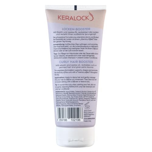 Keralock Curl And Perm Booster 200ml – Curl Enhancer with Elastin & Jojoba Oil, Anti-Frizz, Memory Effect for Long-Lasting Defined Curls, Suitable for Permed Hair