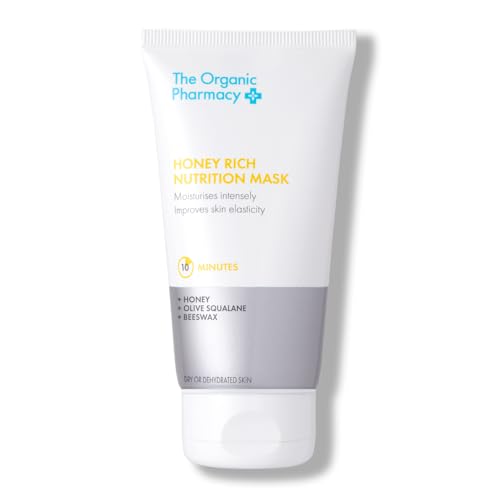 The Organic Pharmacy Honey Rich Nutrition Mask, 60ml - Firm and Moisturise Dry Skin, With Honey, Olive Squalane, Beeswax, Organic 13.1%, Natural 93.3%