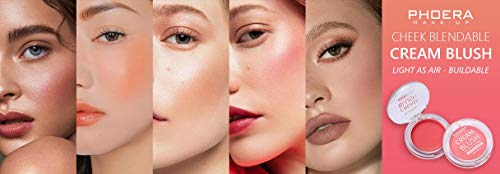Phoera PHOERA Makeup Face Cheek Blush Cream Matte Blusher Super blend-able Sweat-Resistant Pressed Foundation Non_Greasy Palette AQUAPURITY (107 GRAPE)