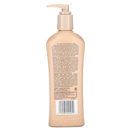 Cocoa Butter Body Lotion Natural Bronze Vitamin E - Gradual Tanning 24-Hour Moisturizer Maintains Tan Deep Hydration Skincare for All Skin Tones Dry Stretch Marks 250-ml