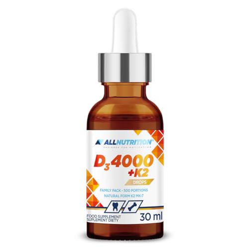 ALLNUTRITION Vitamin D3 4000+K2 Drops Liquid Dietary Supplement -Vitamin D3 & K2-500 Servings - Vitamin d3 and k2 high Strength - Vegan Vitamin D3 & K2 Vitamin Supplements - 30ml