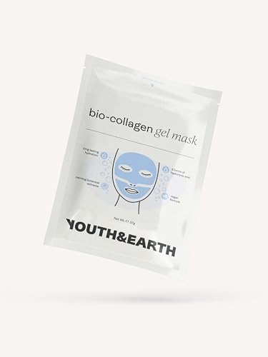 Youth and Earth Bio-Collagen Hyaluronic Acid Gel Face Mask- Pack of 5 - Face Masks Beauty for Anti Wrinkles - Hydrating Face Mask - Skin Care for Women - Moisturising & Nourishing Face Masks