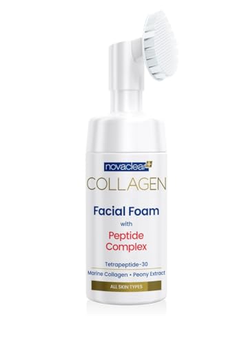 Novaclear Collagen Facial Foam with Peptide Complex, skin cleansing, firming, strong anti-oxidant, revitalizing, with Tetrapeptide-30, Marine Collagen, Peony Extract and Caviar extract 100 ml