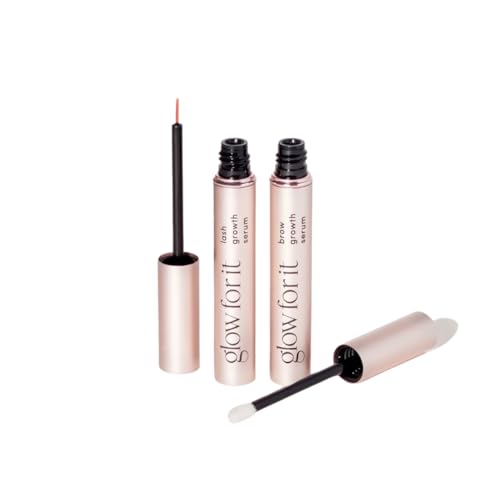 Glow for it Glow For It - Iconic Duo Lash & Brow Growth Serum | Enhances Eyelash Length & Volume & Eyebrow Thickness & Fullness | Water Based Serum | Natural & Cruelty-Free Formula with Biotin | 3ml x 2