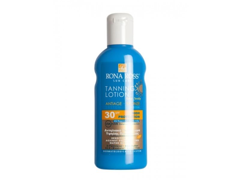 Rona Ross Sun Care | Bronzing and Anti-Aging Tanning Lotion for Face & Body | Contains D-Panthenol, Shea Butter & Vitamin E | SPF 30