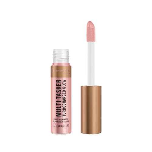 Rimmel Multi Tasker Turbocharged Glow, 005 Iconic as Usual, Liquid Face Illuminator, Light-Reflecting Pearls, Luminous, Healthy Glow, Vitamin C & E, Vegan Formula, 10ml