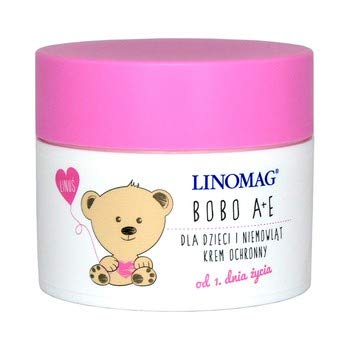 LINOMAG BOBO A + E - 50 ml - cream for children and infants day-to-day skin care. It is suitable from birth onwards - is a perfect blend of vitamin F derrived from linseed oil with vitamins A and E, as well as hypoallergenic lanolin