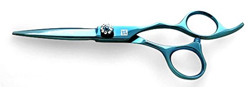 Sanguine Offset Hair Scissors for Hairdressers and Barbers, Suitable for All Hair Cutting, Japanese Convex Blades - 5.75 inch, Blue
