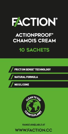 Faction Chamois Cream Sachet (x10 Pack) - Anti-Chafing Cream for Cycling - 100% Clean Ingredients - No More Saddle Soreness - Natural & Vegan - for Men & Women - for Cyclists & Athletes (10x10ml)