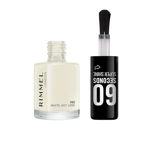 Rimmel London 60 Seconds Super Shine Nail Polish, 703 White Hot Love, 8 ml (Pack of 1)