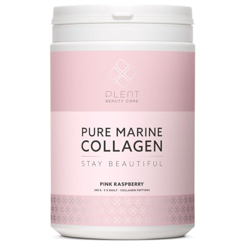 PLENT Pure Marine Collagen Pink Raspberry Hair, skin, nail support supplement Marine collagen peptides 300 g Jar