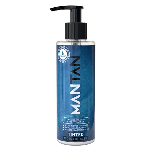 MANTAN Tinted Moisturiser for Men, 200ml Anti-Aging Mens Face Moisturiser, Daily Gradual Tanning Moisturiser, Mens Tinted Moisturiser Mens Face Cream Anti-Ageing Pro Vitamin B5. Smooths wrinkles