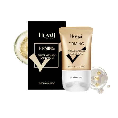 VRAIKO Collagen Firming Neck Cream, 2-in-1 Guasha Neck Moisturizer with Double Rollers, Collagen and Hyaluronic Acid, for Saggy Skin, Double Chin, Face Lifting
