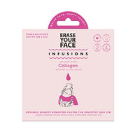ERASE YOUR FACE Erase Your Face Infusions 2 Pack of Reusable Make Up Remove Face Cloths - Hyaluronic Acid or Collagen (Collagen Infused), Multicoloured