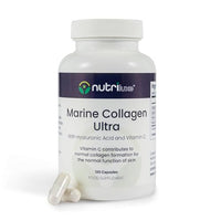 nutriluxe Nutriluxe 900mg Marine Collagen with Vitamin C and Hyaluronic Acid Supplements - 120 Capsules of Hydrolysed Type 1 Marine Collagen for Skin - Natural Skin Hair and Nails Supplement
