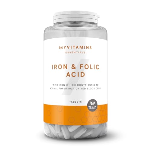 MyVitamins Myprotein Iron & Folic Acid Tablets | 100% RDI of Iron, Folic Acid & Vitamin C | Supports Energy, Immunity & Reduces Fatigue | Essential Daily Multivitamin for Men & Women | 90 Tablets