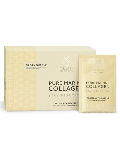 Plent PLENT Pure Marine Collagen Tropical Pineapple Hair, Skin, Nail Support Supplement Marine Collagen peptides - 30 Days Supply Box 30 sachets
