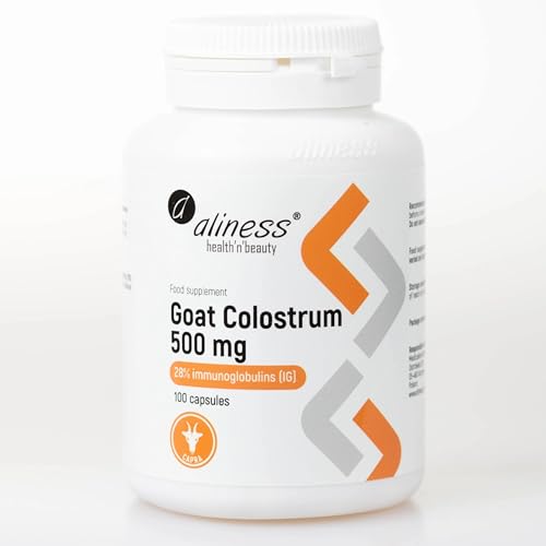 Aliness Goat Colostrum 500mg 28% immuno Globulines IG 100 Capsules