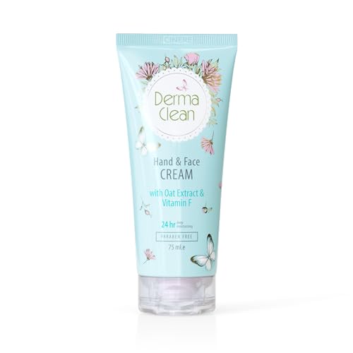 Derma Clean Hand & Face Cream with Oat Extract & Vitamin F – Moisturizing, Anti-Inflammatory, Brightening & Fast-Absorbing Formula, 75ml
