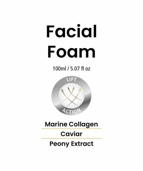 Novaclear Collagen Facial Foam with Peptide Complex, skin cleansing, firming, strong anti-oxidant, revitalizing, with Tetrapeptide-30, Marine Collagen, Peony Extract and Caviar extract 100 ml