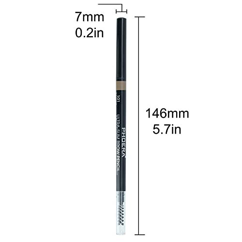 Phoera PHOERA Ultra Slim Eyebrow Liner Pencil With Brow Brush AQUAPURITY Fill & Sculpt Eyebrow Definer Natural Looking Brows Long Lasting (104 DARK BRUNETTE)