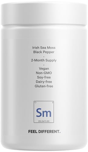 Codeage Raw Wildcrafted Irish Sea Moss Supplement – with Bladderwrack, Burdock Root, Spirulina, BioPerine & Peppermint Oil – Vegan, Non-GMO – Superfood Mineral Complex – 120 Capsules