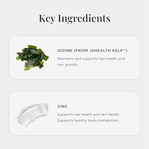 JSHealth Vitamins Hair and Energy Formula Hair Growth Vitamins | Hair Vitamins for Women and Men | Zinc, 60.0 Count