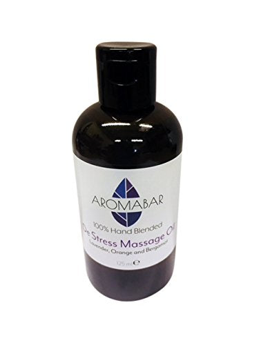 Aromabar De-Stress Massage Oil 125ml with Lavender, Sweet Orange and Bergamot Pure Essential Oils