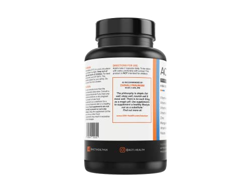 ActiHealth ActiDaily Multivitamin & Mineral Capsules | Essential Nutrients Including Vitamin D, B12, Zinc, Vitamin C | Powerful & High-Strength Formula for Energy Levels | Men & Women | Capsules | Made in UK