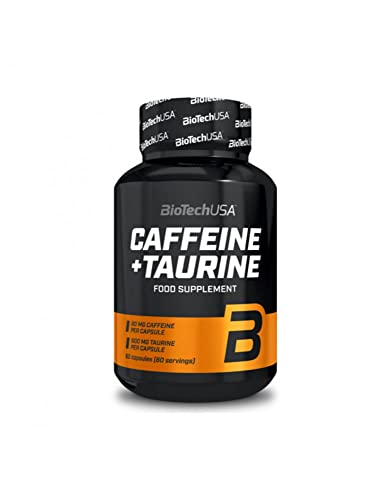 BioTechUSA Caffeine + Taurine | Each Capsule Contains 80 mg of Caffeine and 600 mg of Taurine | GMO-Free | Gluten-Free, 60 Capsules