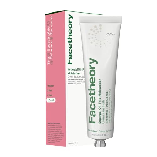facetheory Supergel Oil-Free Face Moisturiser - Clean, Hydrating Gel Moisturiser - Hydrating Facial Moisturiser for Oily/Combination Skin, Blemishes & Uneven Tone (50 ml)