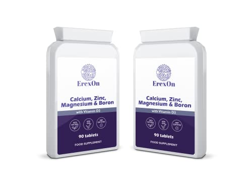 ErexOn Calcium, Zinc, Magnesium, Boron & D3 Tablets 90 Tablets - Good for Bones, Nails, Hair and Joints