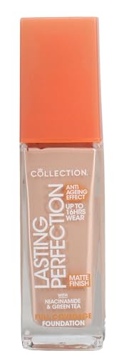 Collection Cosmetics Lasting Perfection Matte Foundation, Full Coverage, Anti-Ageing Effect, 8W Beige Warm 27ml