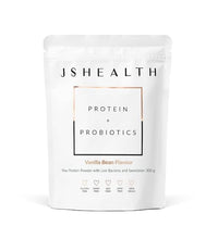 JSHealth Vegan Pea Protein Powder with Probiotics - Vanilla Bean Flavor - Gluten Free, Non GMO, Plant Based Protein Drink Mix, 300g