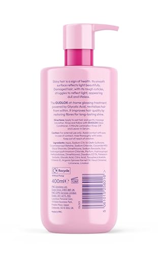 GUDLOX Gloss Glycolic Acid Shampoo, Sulphate-Free, Perfect For Dull Hair, Ultimate Shine 400ml