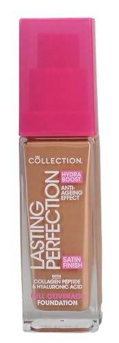 Collection Cosmetics Lasting Perfection Satin Foundation, Full Coverage, Hydra Boost, 12W Toffee Warm 27ml
