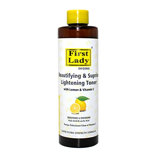 FIRST LADY First Lady Skin Beautifying & Superior Lemon Brightening Face Toner 200ml - with Vitamin c & kojic Acid & lactic Acid, Glowing, Melanin, melsama, Dark spot