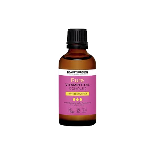 Beauty Kitchen - 100% Pure Vitamin E Oil Complex - D-alpha Tocopherol from Non-GMO Soybean - Antioxidant-Rich Natural Blend with Rosehip, Calendula and Jojoba Oil - 50ml