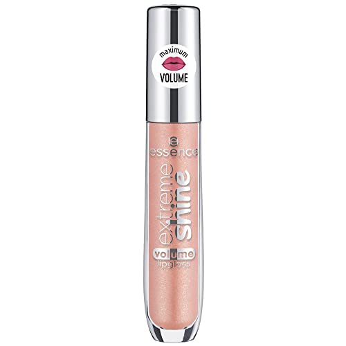 essence Extreme shine volume lip gloss, lip gloss, no. 08 gold dust, gold, radiantly fresh, shiny, translucent, vegan, complies with our Clean Beauty standard, oil-free (5 ml)